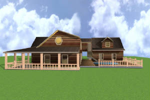 custom log home w/ pool